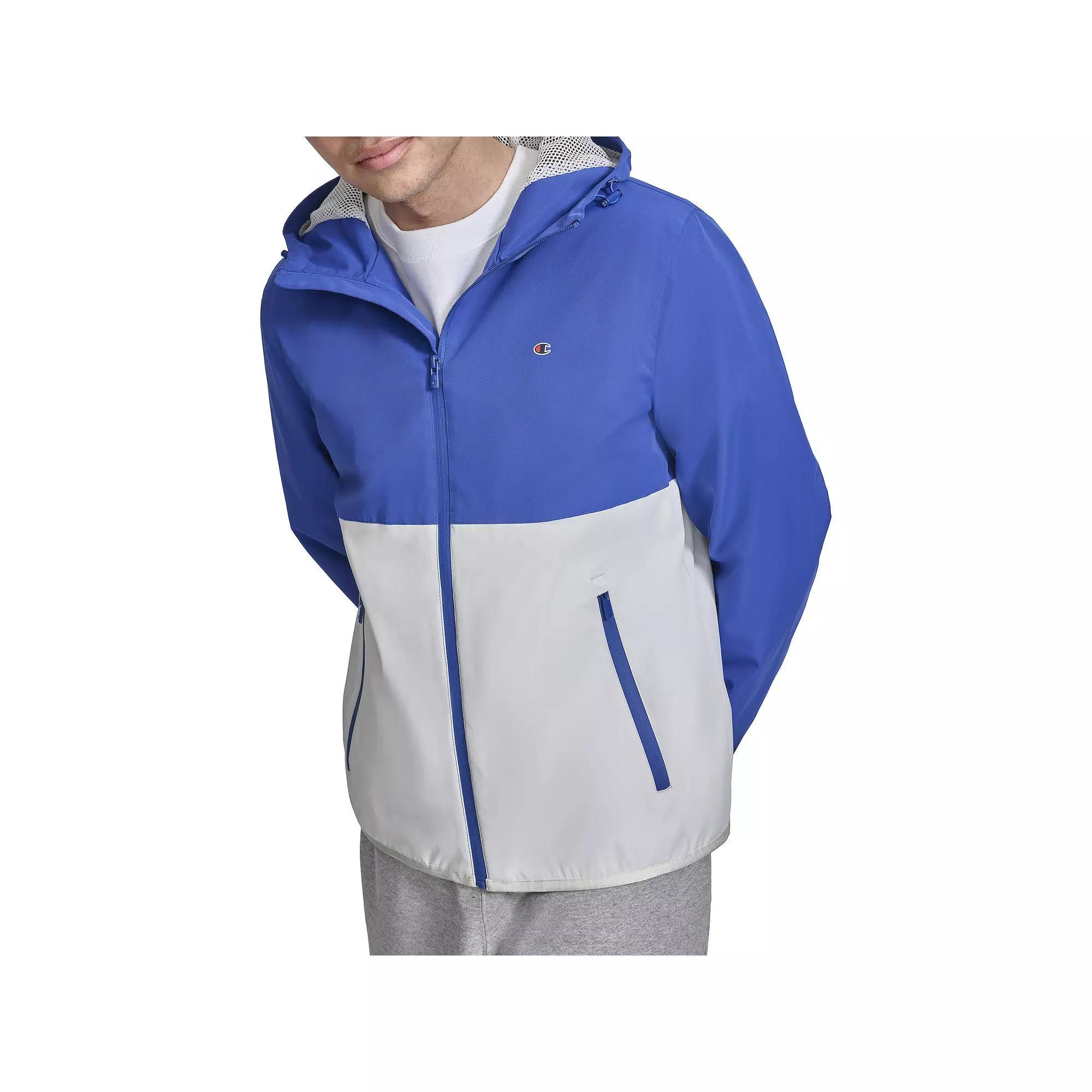 Men's Champion® Performance Windbreaker Rain Jacket with Hood, Size: Small, Blue The Web Combo Product Image