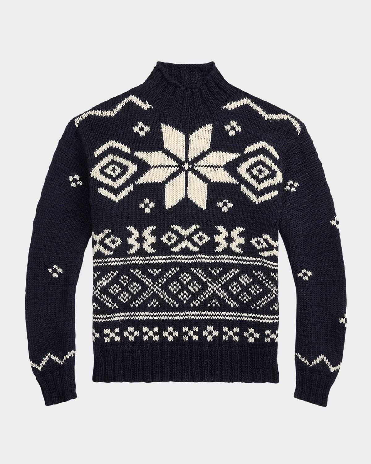 Mens Snowflake Wool Turtleneck Sweater Product Image