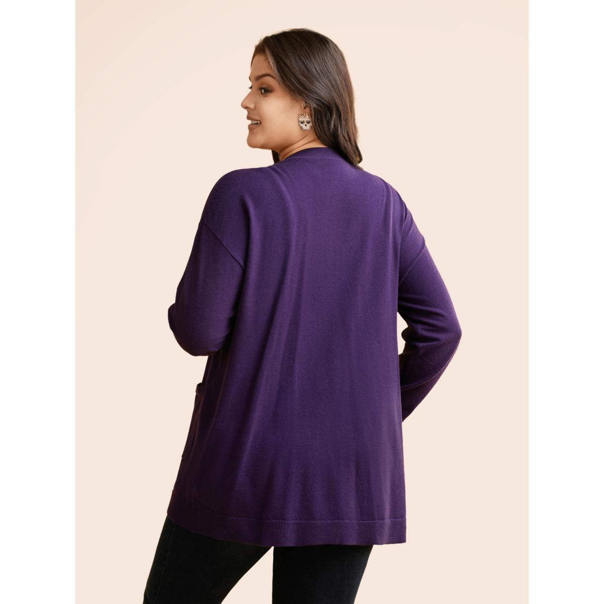 Plus Size Supersoft Essentials Celestial Embroidered Cardigan Eggplant Women Casual Loose Long Sleeve Everyday Cardigans BloomChic 30/6X Product Image