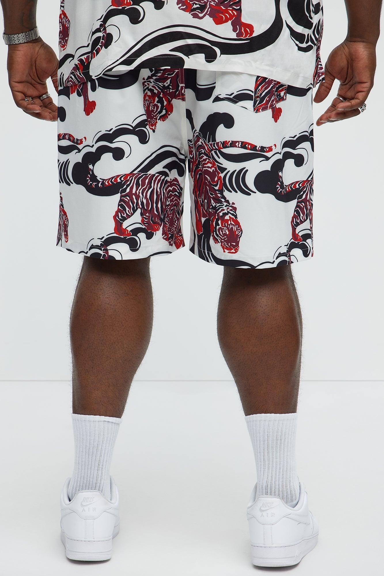Tiger Waves Relaxed Shorts - White/combo Product Image