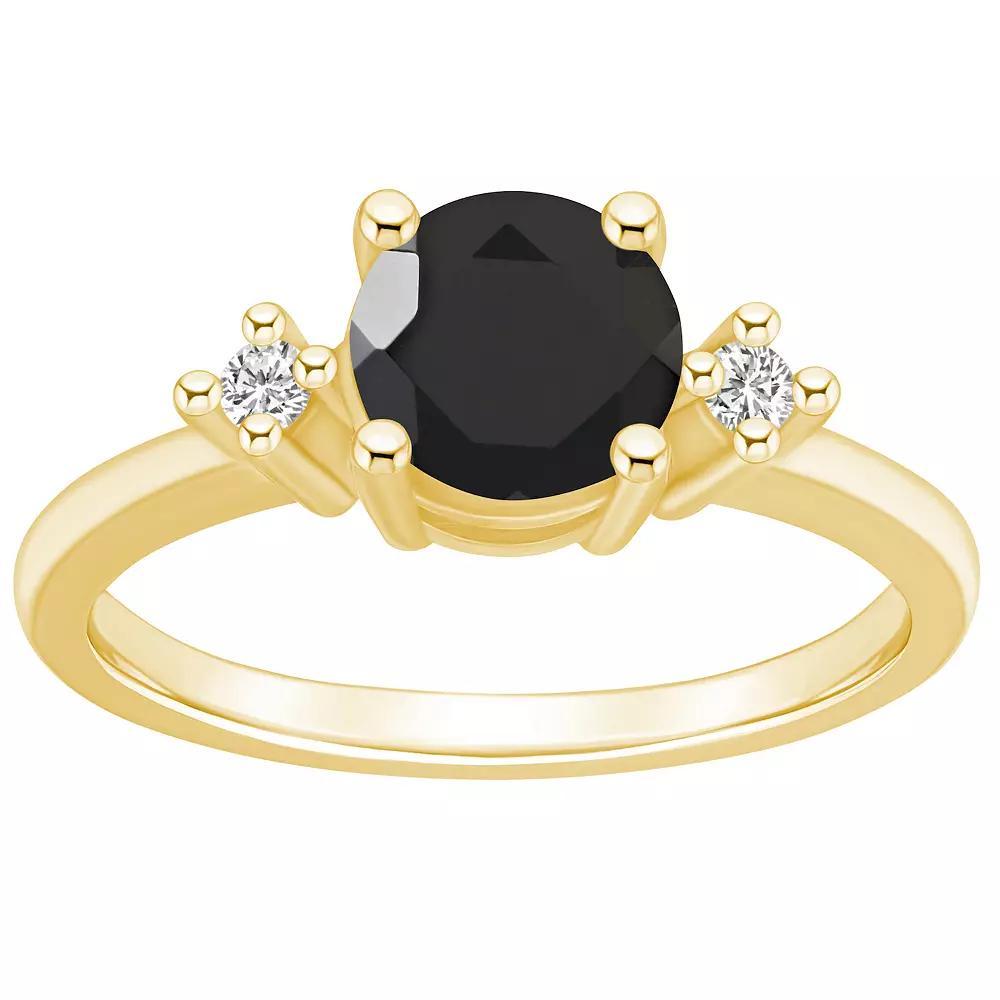 Alyson Layne 14k Gold Round Black Onyx & Diamond Accent Ring, Women's, Size: 10 Product Image
