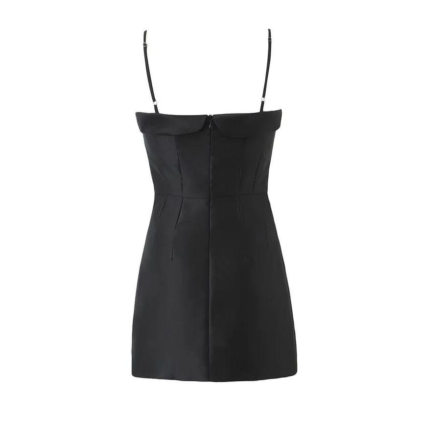 Sleeveless Bow Accent Satin Mini Bodycon Dress Product Image