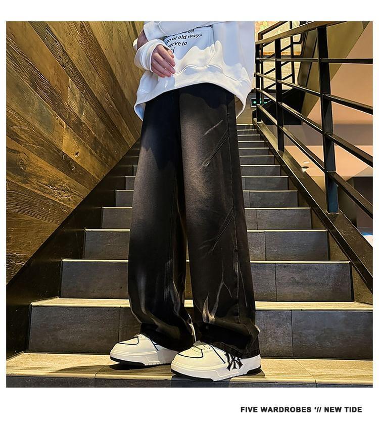 Mid Rise Washed Straight Leg Jeans Product Image