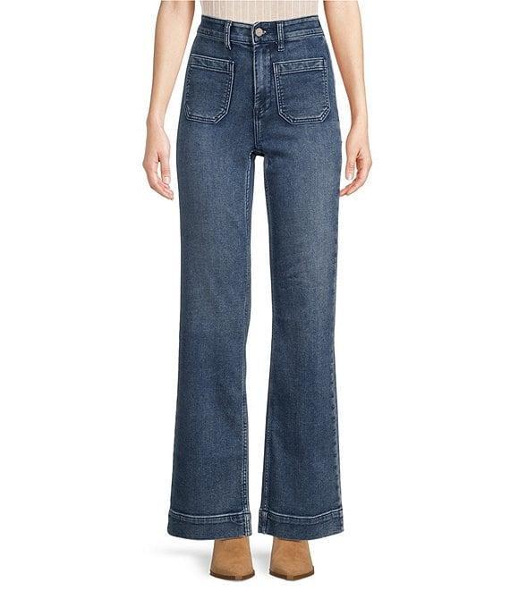 Faherty Stretch Terry High Rise Wide Leg Front Patch Pocket Jeans Product Image