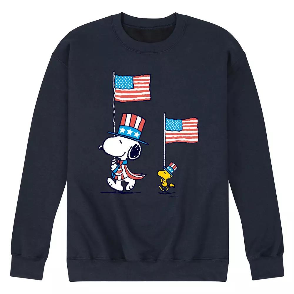 Mens Peanuts Snoopy Woodstock March Fleece Sweatshirt Heather Grey Product Image