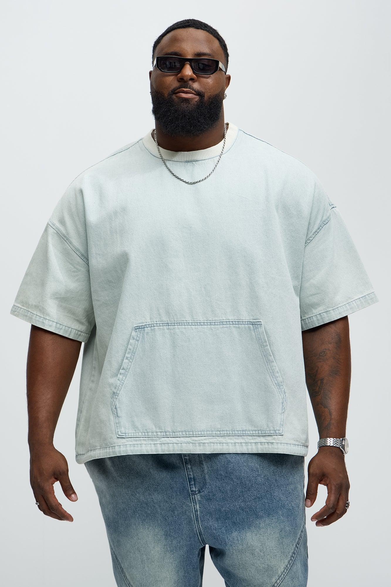 Boxy Denim Short Sleeve Tee - Light Wash Product Image