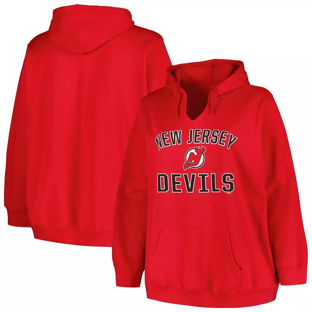 Women's Profile Red New Jersey Devils Plus Size Arch Over Logo Pullover Hoodie, Size: 1XL, Nhl Red Product Image