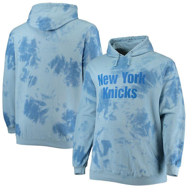 Men's Fanatics Branded Blue New York Knicks Big & Tall Wordmark Cloud Dye Pullover Hoodie, Size: 2XLT Product Image