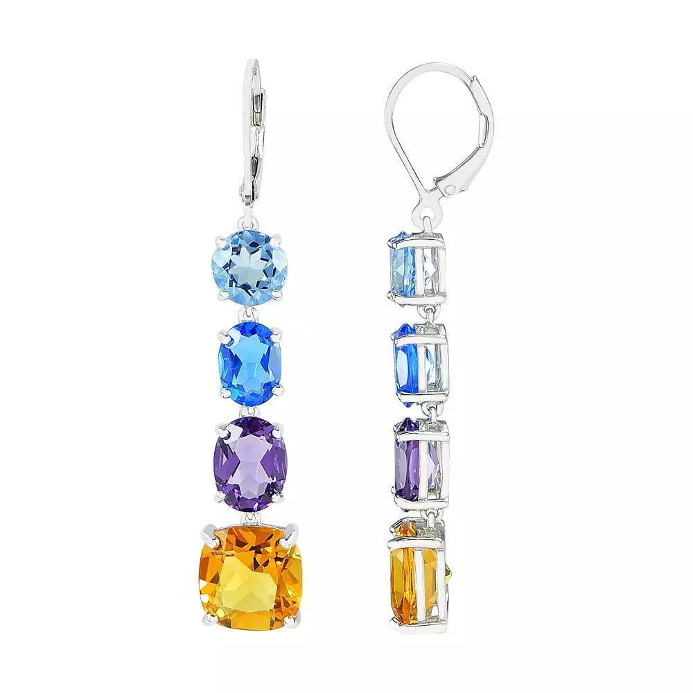SIRI USA by TJM Sterling Silver Simulated Multicolor Quartz 4-Drop Earrings, Womens Product Image