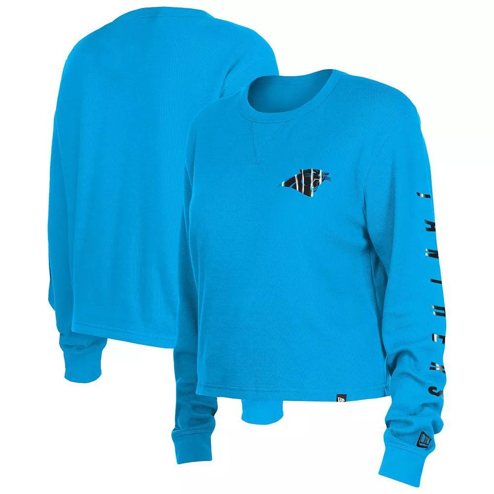 Women's New Era  Blue Carolina Panthers Thermal Crop Long Sleeve T-Shirt, Size: XL Product Image