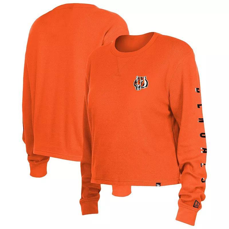 Women's New Era  Orange Cincinnati Bengals Thermal Crop Long Sleeve T-Shirt, Size: XS Product Image
