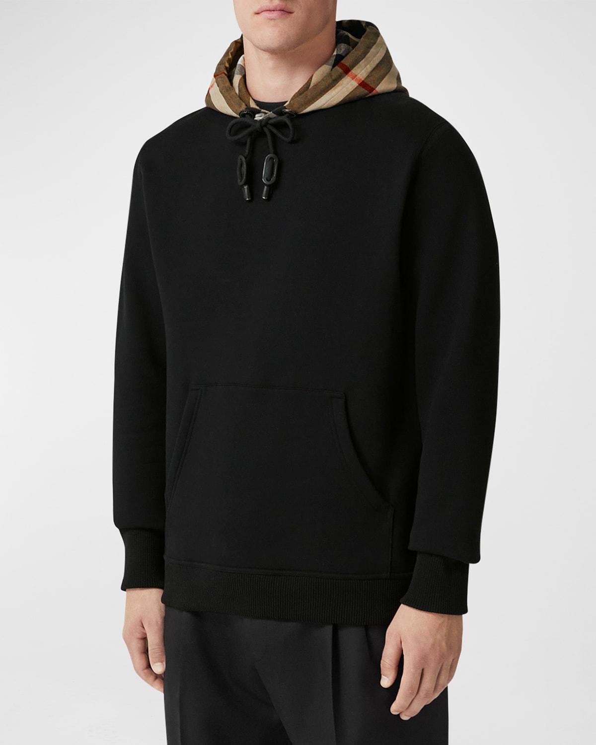 Mens Check-Hood Pullover Sweatshirt Product Image