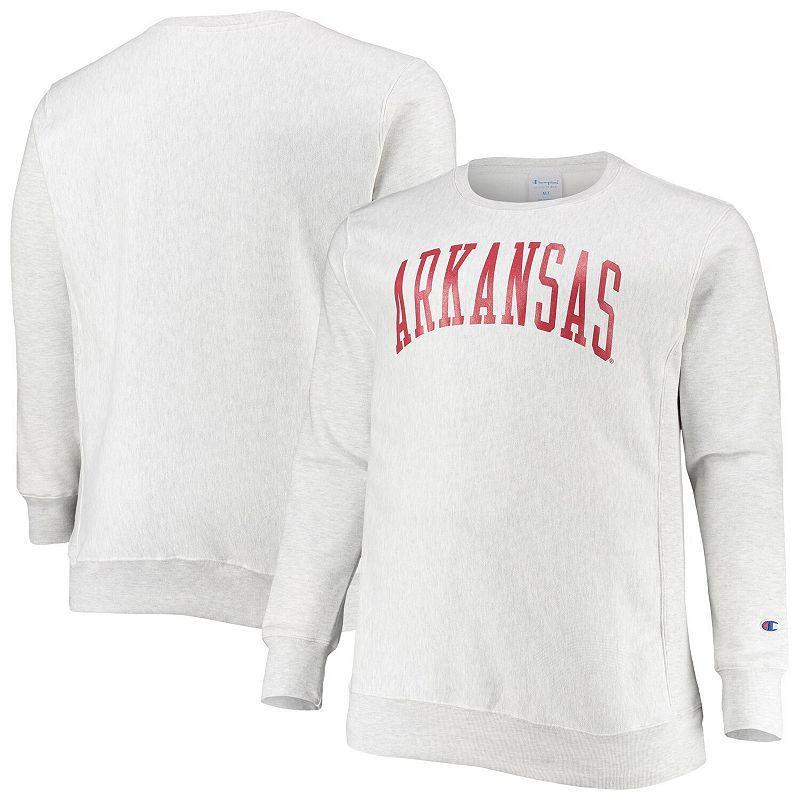 Mens Champion Ash Arkansas Razorbacks Big & Tall Reverse Weave Fleece Crewneck Pullover Sweatshirt Product Image