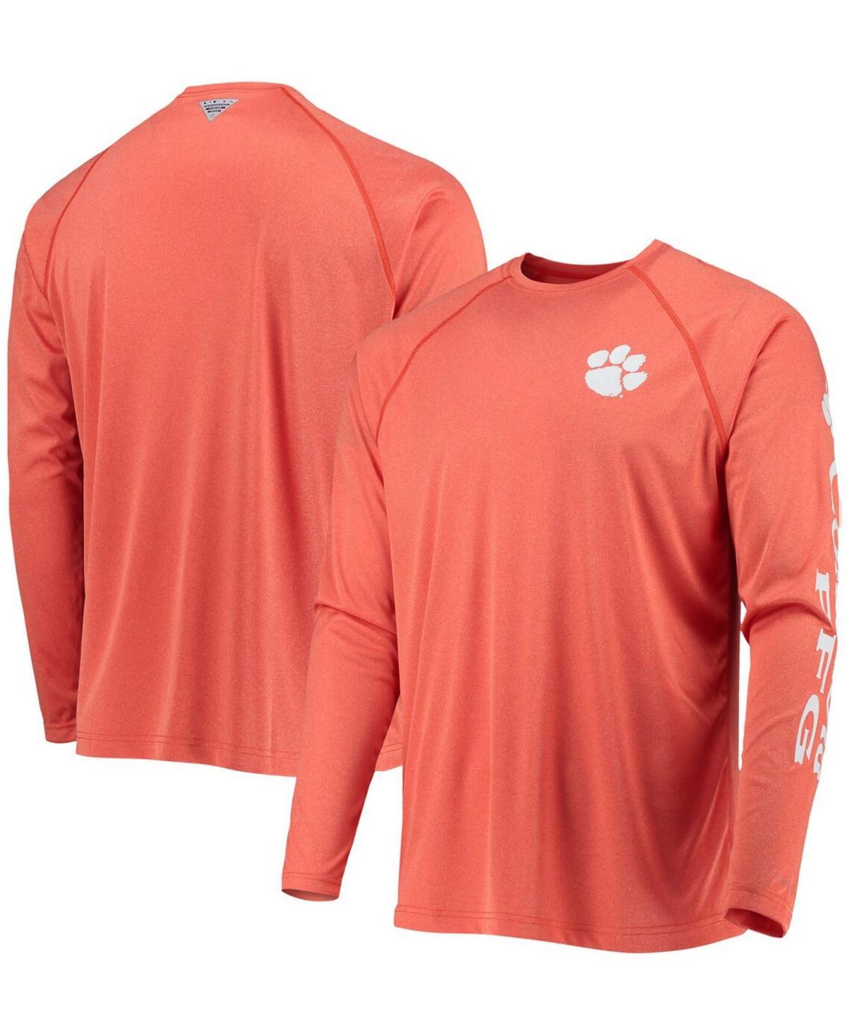 Men's Columbia Orange Clemson Tigers Terminal Tackle Omni-Shade Raglan Long Sleeve T-Shirt, Size: Large Product Image