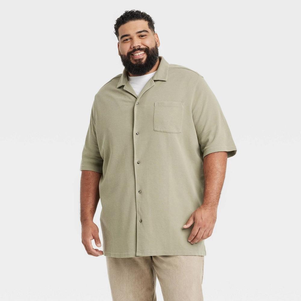 Men's Short Sleeve Knit Button-Down Shirt - Goodfellow & Co™ S: Front Pocket Product Image