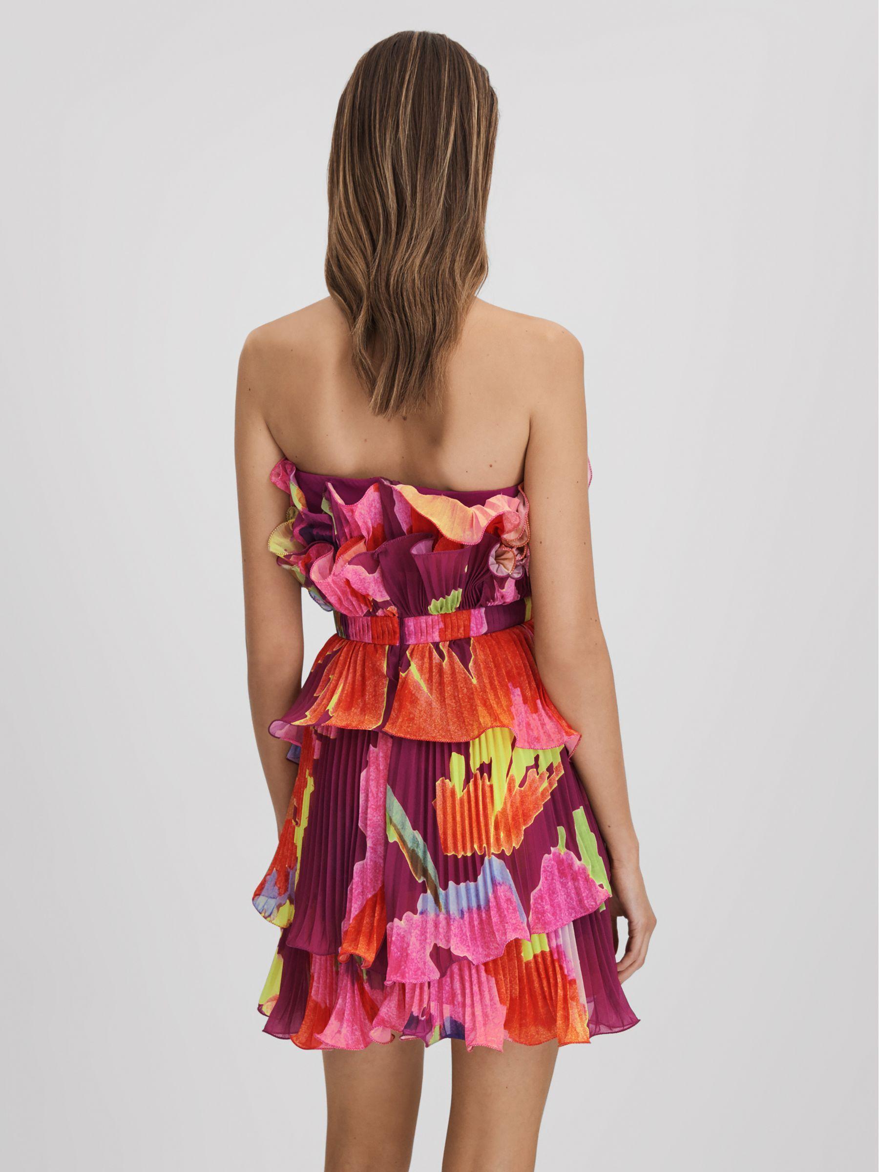 Amur Pleated Strapless Mini Dress in Sangria Flower Product Image