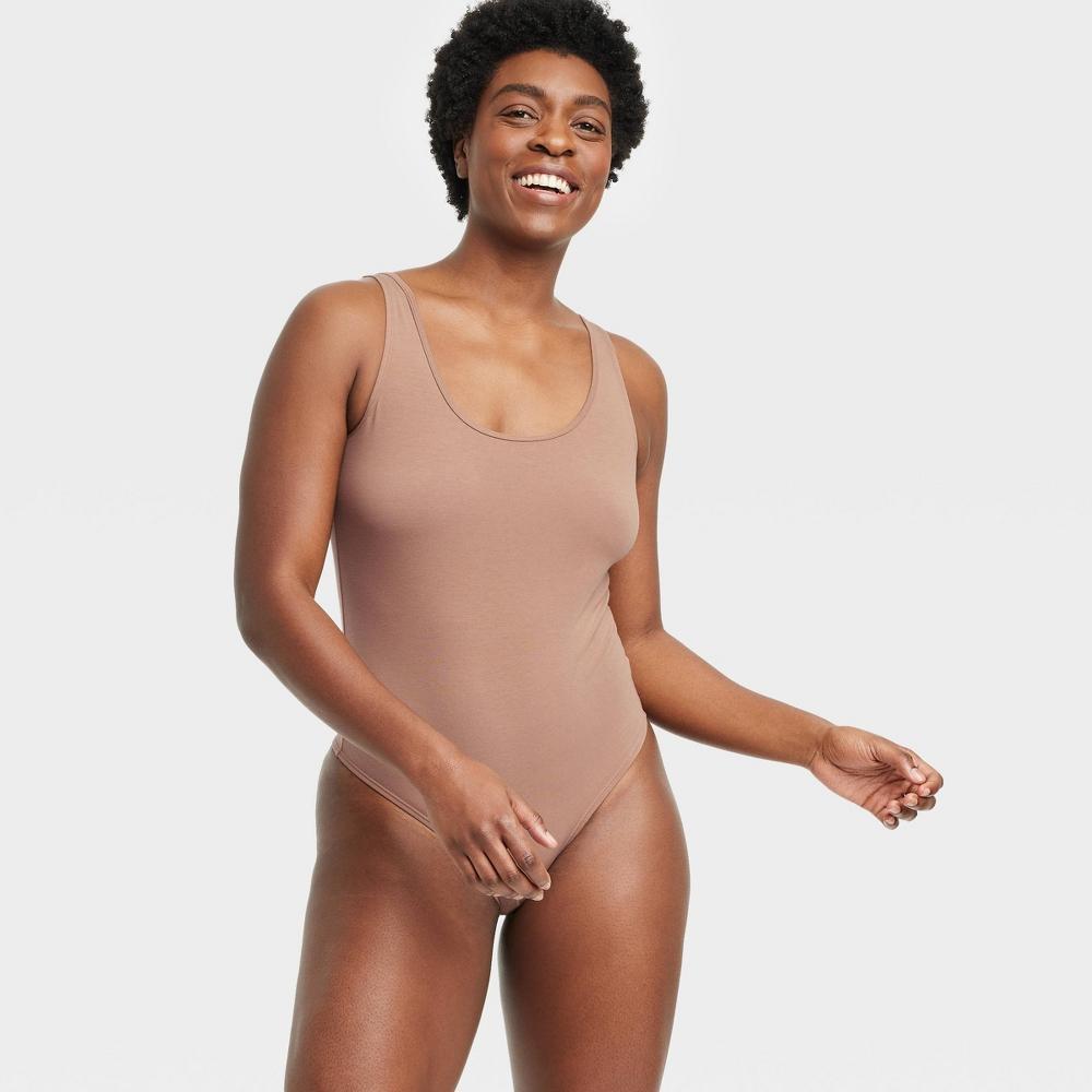 Women's Cotton Stretch Tank Bodysuit - Auden™ Brown Product Image