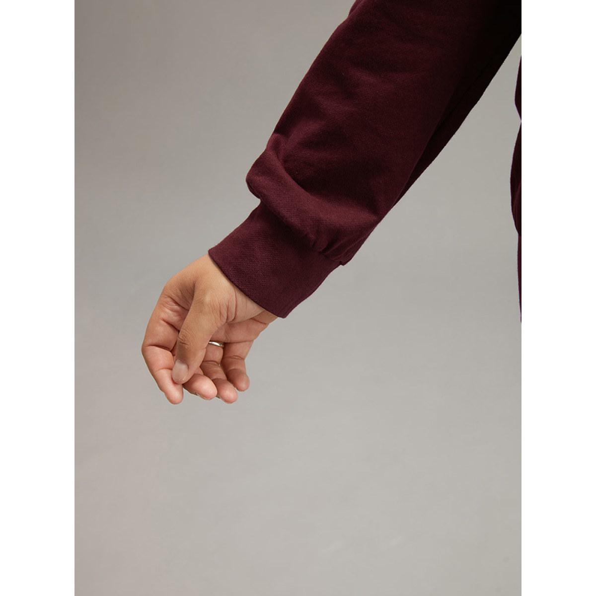 Plus Size Cotton Hooded Drawstring Sweatshirt Women Burgundy Elegant Wrap Hooded Dailywear Sweatshirts BloomChic 18-20/2X Product Image