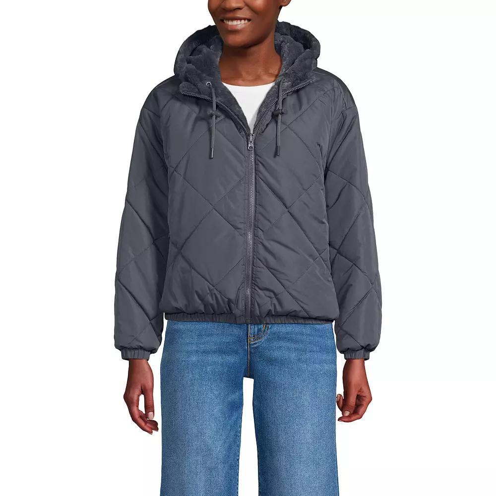 Women's Lands' End Diamond Reversible Insulated Jacket, Size: XL, Lunar Gray Product Image