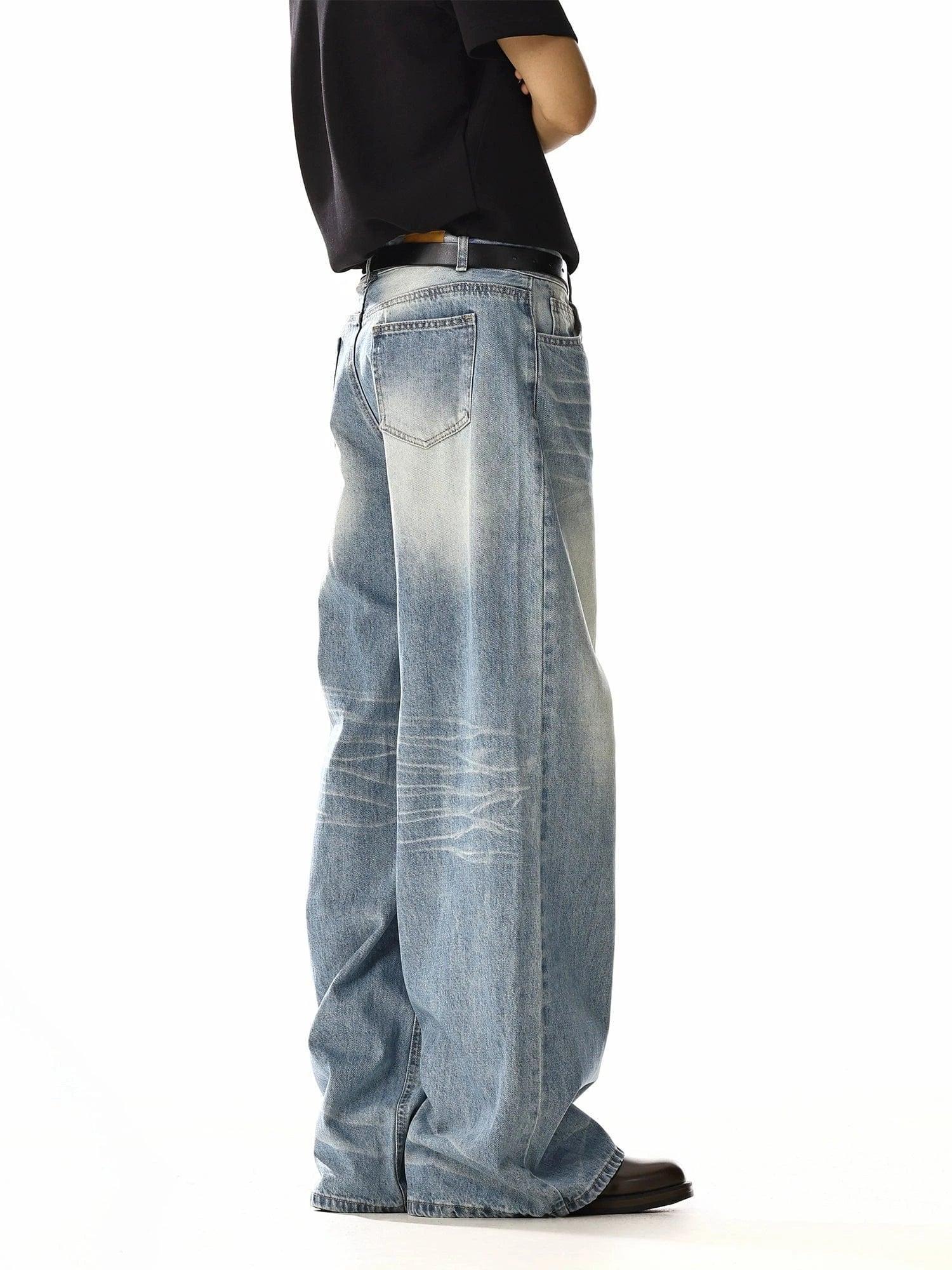 RT No. 19842 WASHED BLUE DENIM STRAIGHT JEANS Product Image