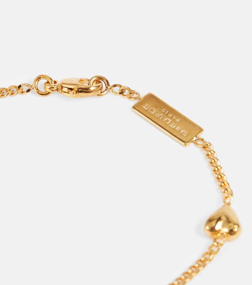 SAINT LAURENT Metal And Rhinestone Cassandre Heart Charm Bracelet Accessories In Grey Product Image