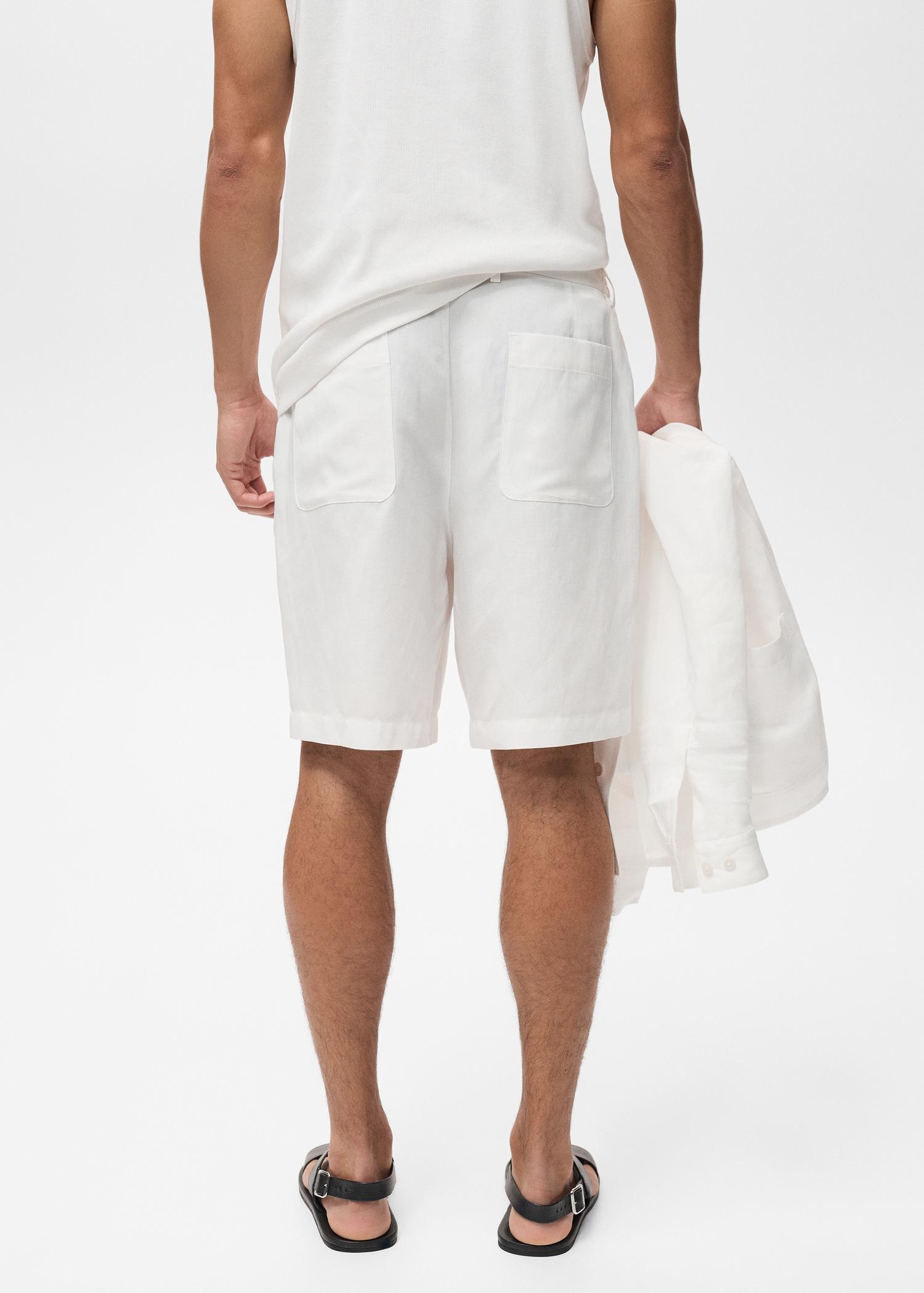 Linen lyocell slim-fit bermuda shorts - Men | MANGO USA Product Image