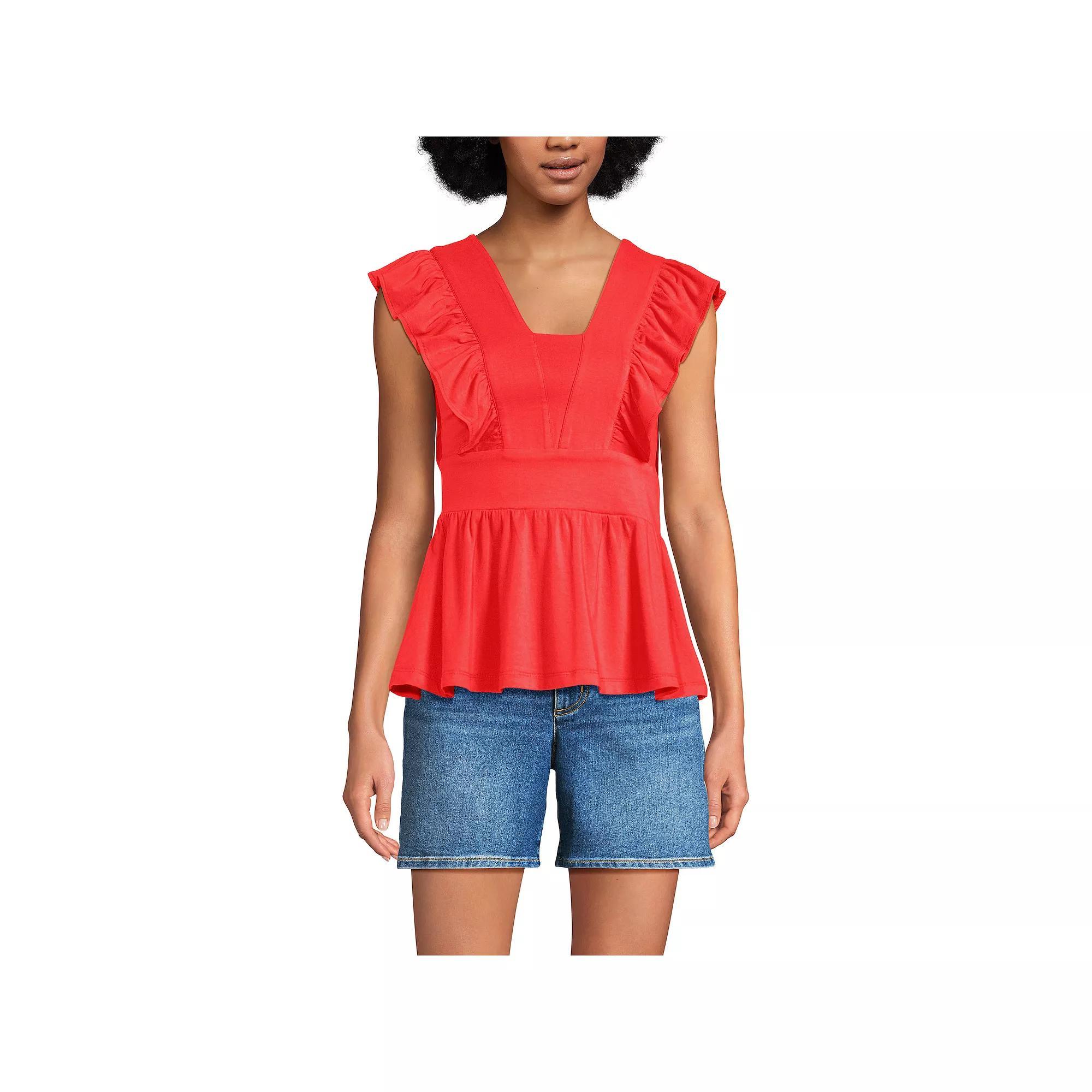 Women's Lands' End Lightweight Jersey Ruffle Peplum Top, Size: XS, Deep  Mosaic Tile Product Image
