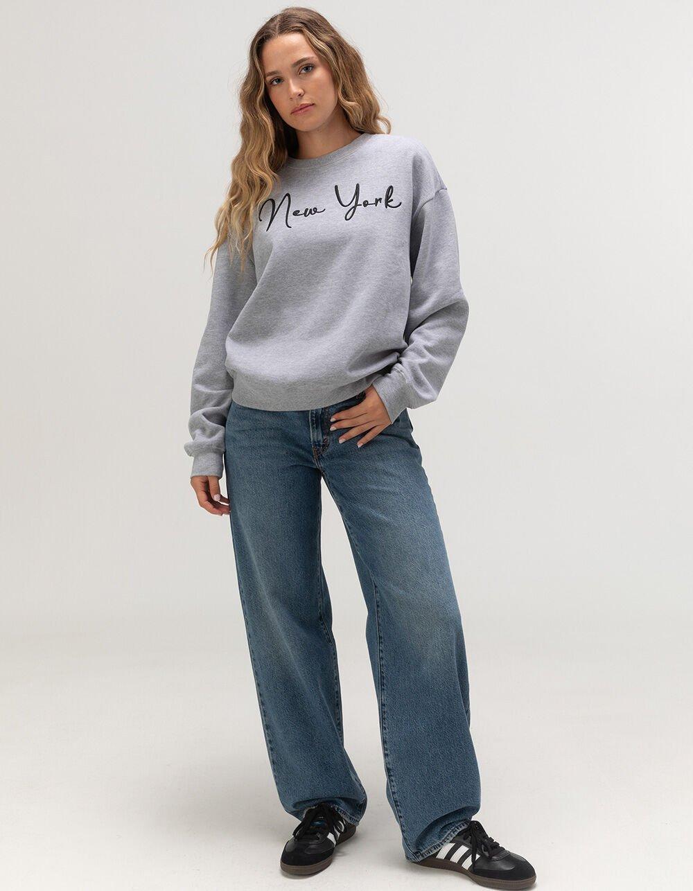 RSQ Womens New York Crewneck Sweatshirt - HEATHER GRAY Product Image