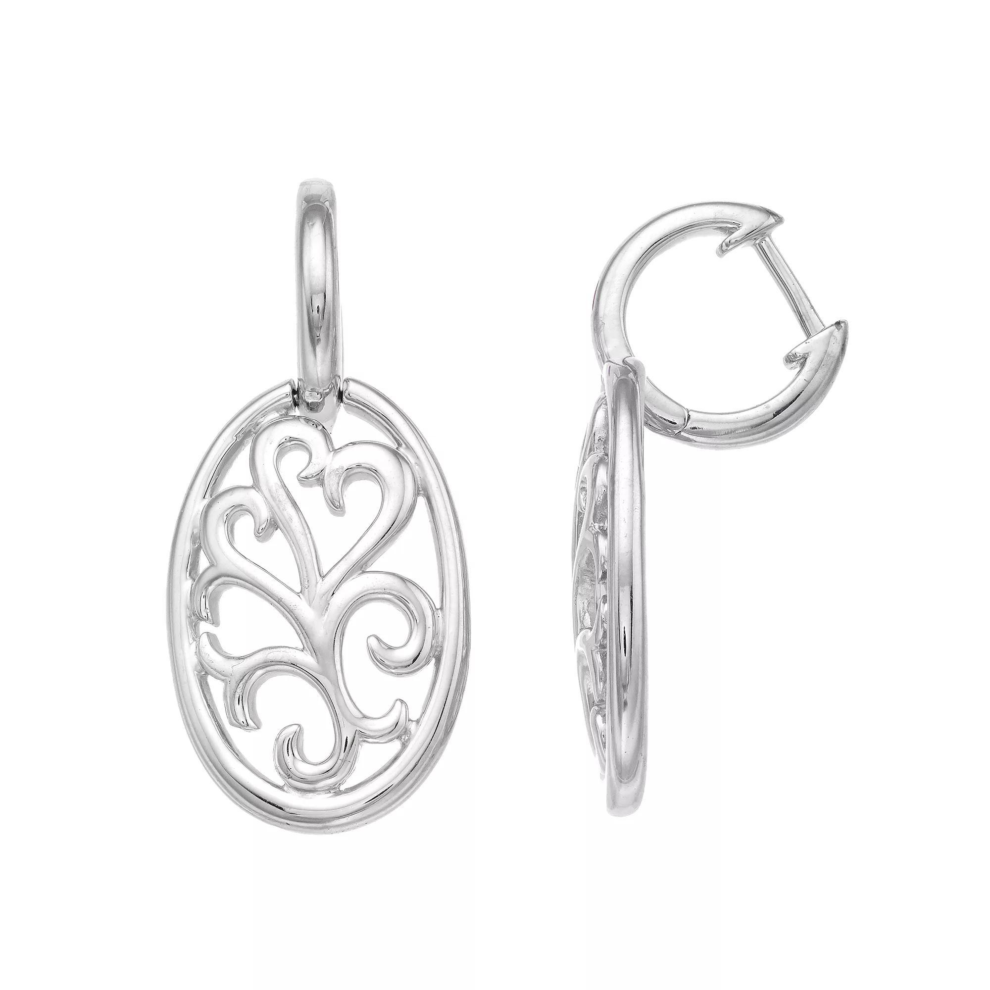 Boston Bay Diamonds Sterling Silver Open Scroll Work Drop Earrings, Women's Product Image