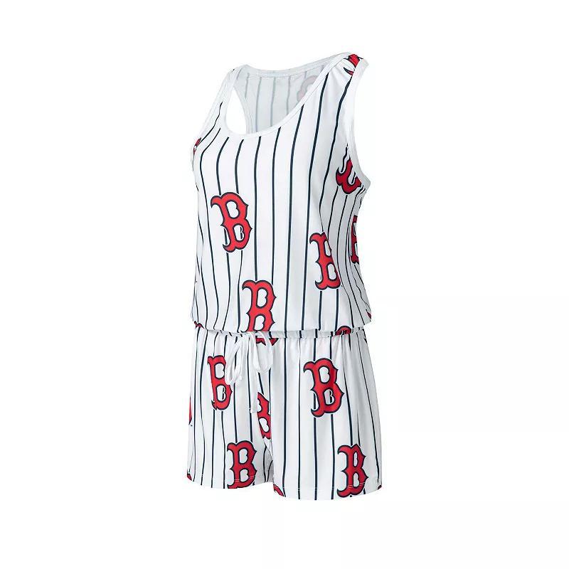 Women's Concepts Sport White Boston Red Sox Reel Pinstripe Knit Romper, Size: XL Product Image