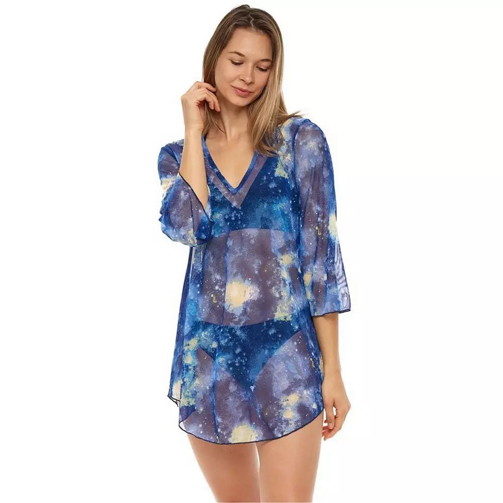 Womens Jordan Taylor Printed Mesh Tunic Swim Cover-Up Green Product Image
