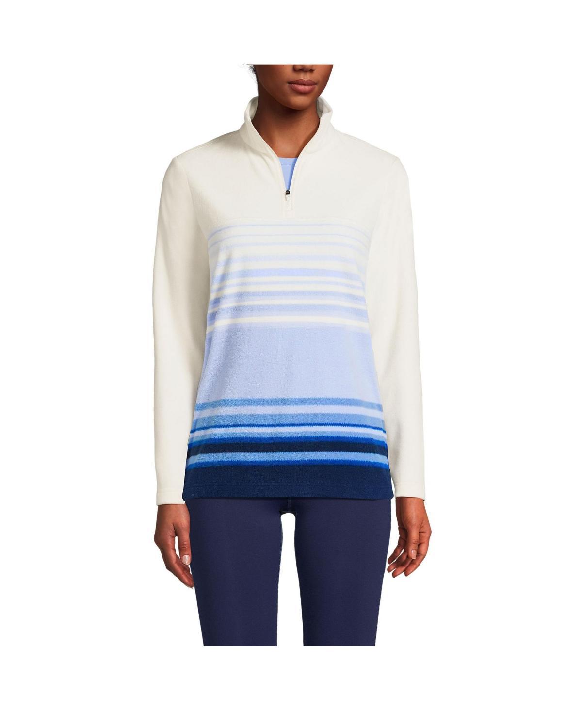 Women's Lands' End Ombre Striped 1/4-Zip Yoke Fleece Pullover, Size: Medium, Cornflower Stripe Product Image
