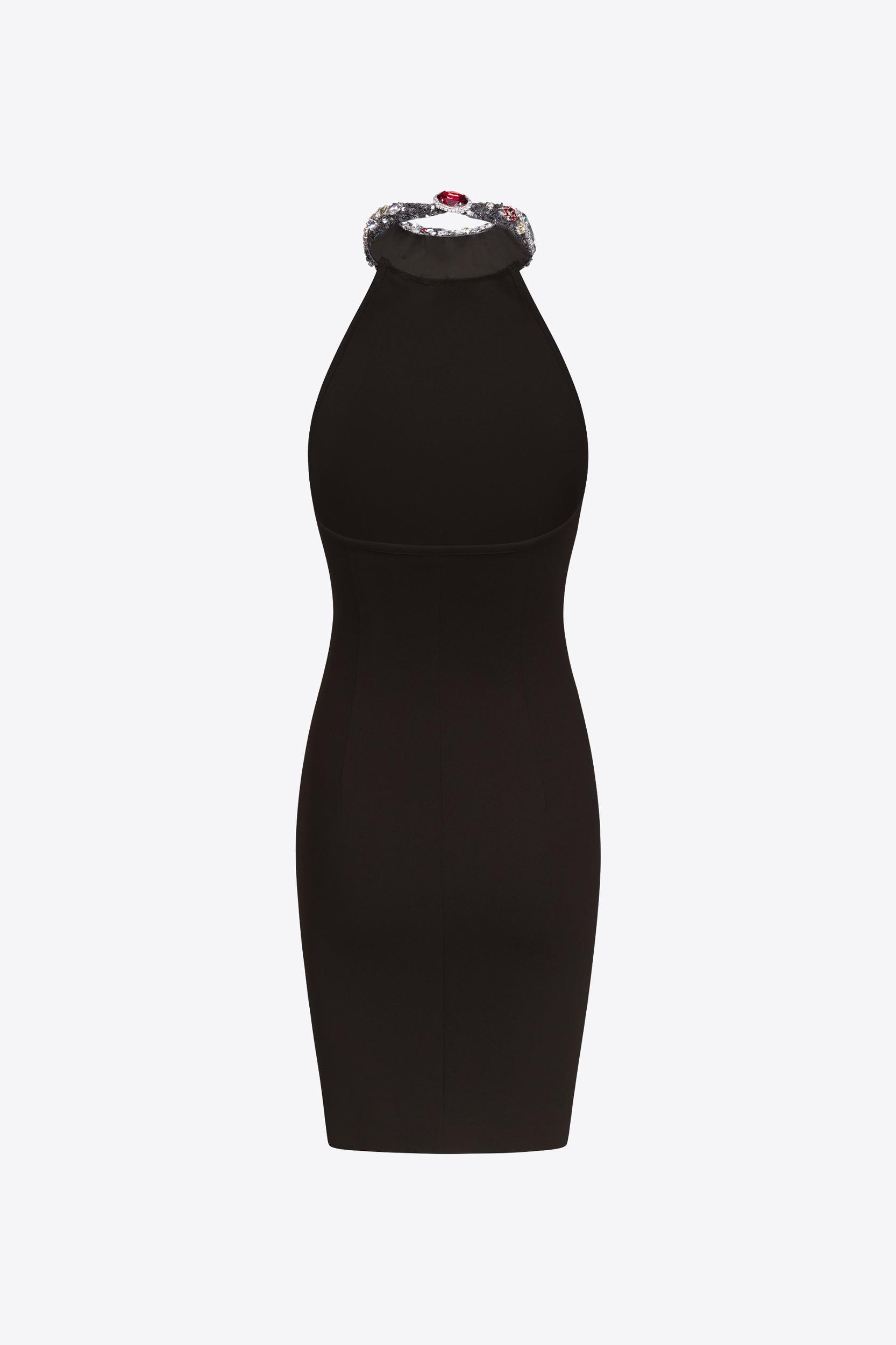 Crystal Gemstone Cluster Halter Mini Dress Product Image