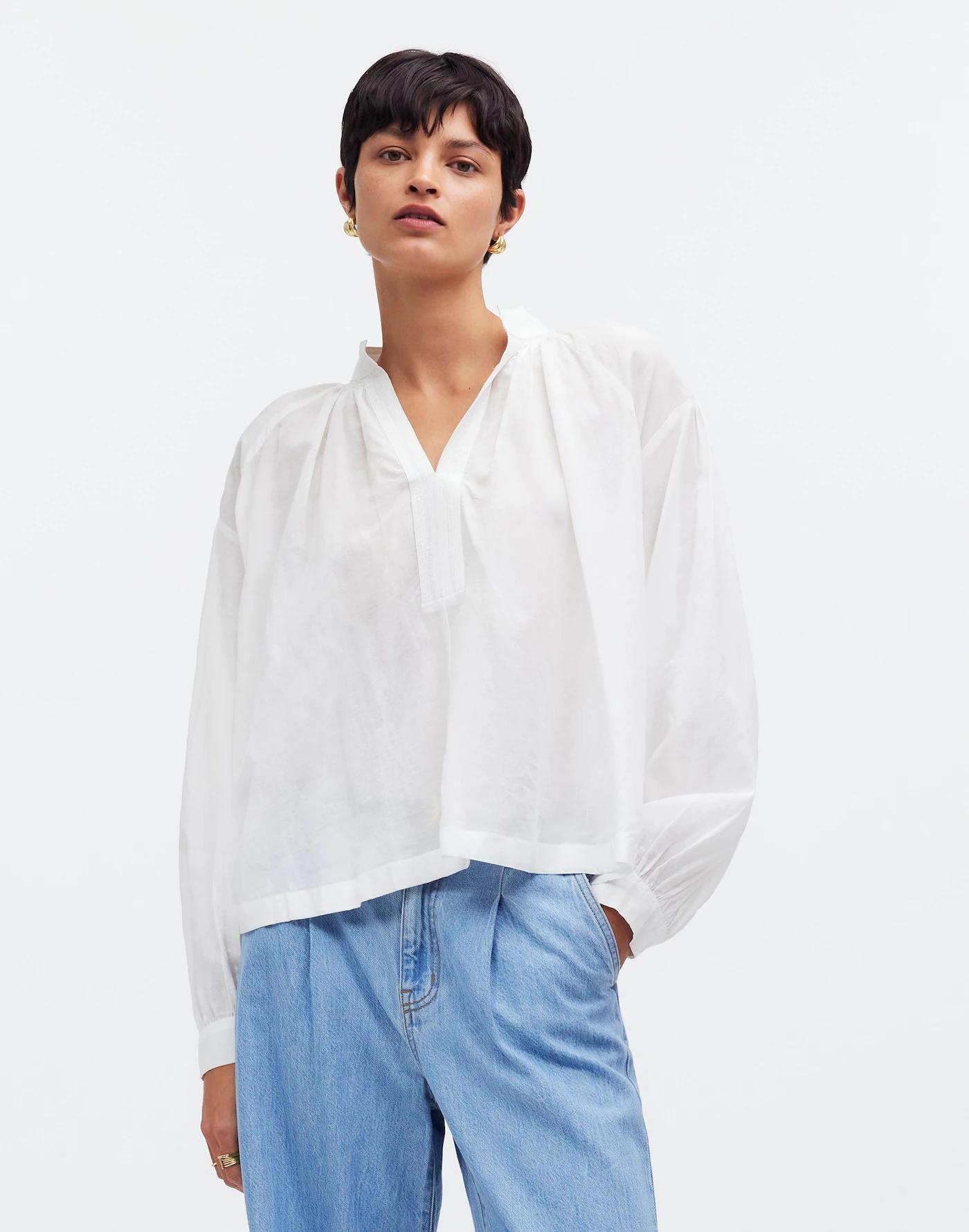 Shirred Long-Sleeve Top Product Image