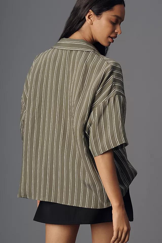 The Dylon Short-Sleeve Wide-Placket Top: Striped Edition Product Image