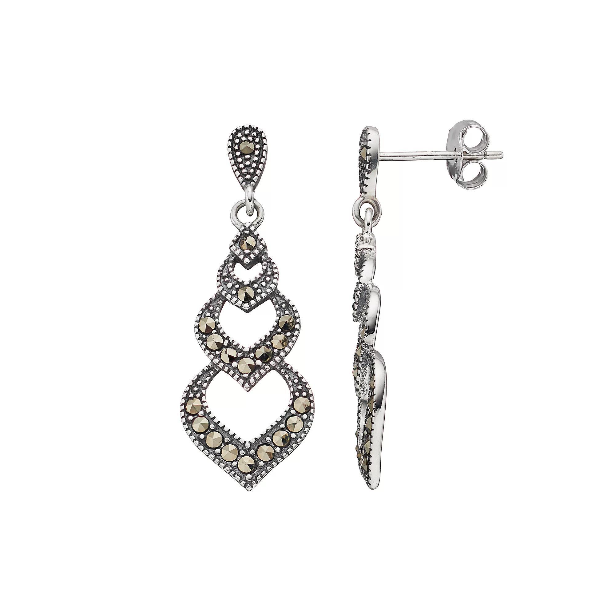 Tori Hill Sterling Silver Marcasaite Geometric Drop Earrings, Women's Product Image