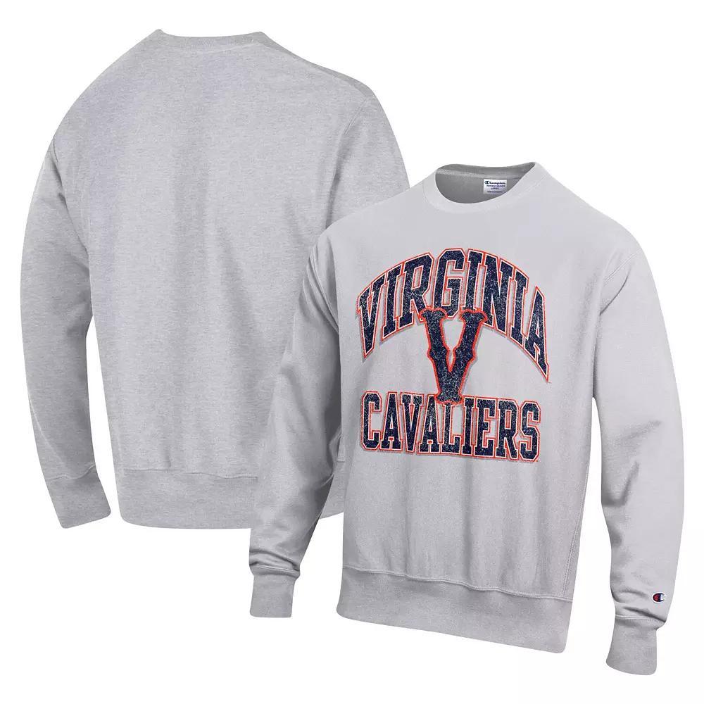 Men's Champion Heather Gray Virginia Cavaliers Vault Late Night Reverse Weave Pullover Sweatshirt, Size: Medium, Grey Product Image
