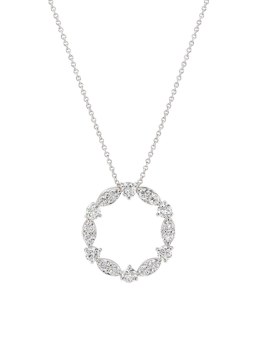 Womens 14K White Gold & 1.00 TCW Lab-Grown Diamond Circle Pendant Necklace Product Image