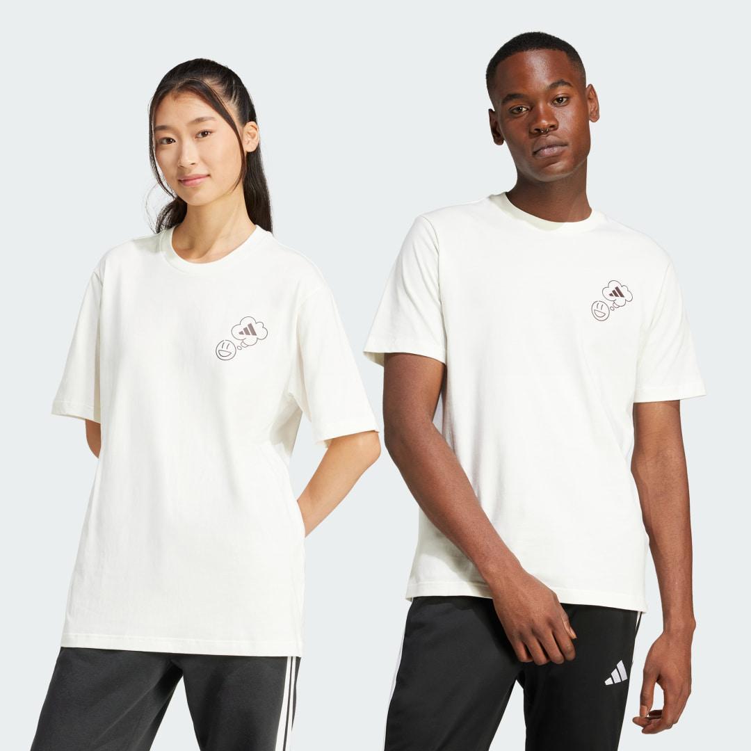 adidas Lounge Verbiage Circle Graphic Tee Off White XL Mens Product Image