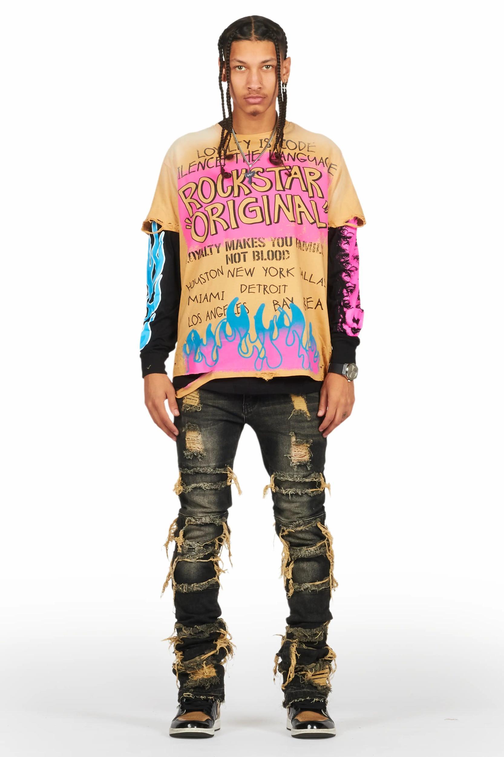 Vasco Tint Dark Wash Black Stacked Flare Jean Male Product Image
