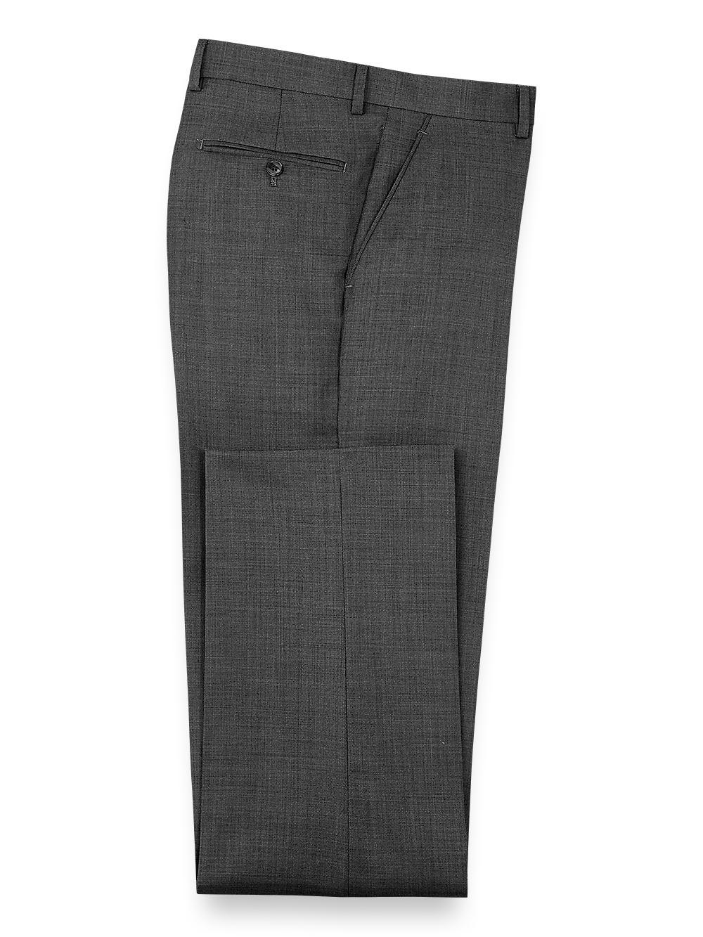 Sharkskin Flat Front Pants - Tan Product Image