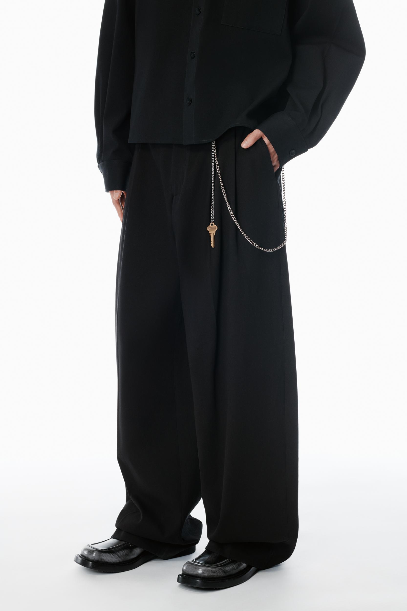 Black Cotton Pants With Key Hardware Product Image