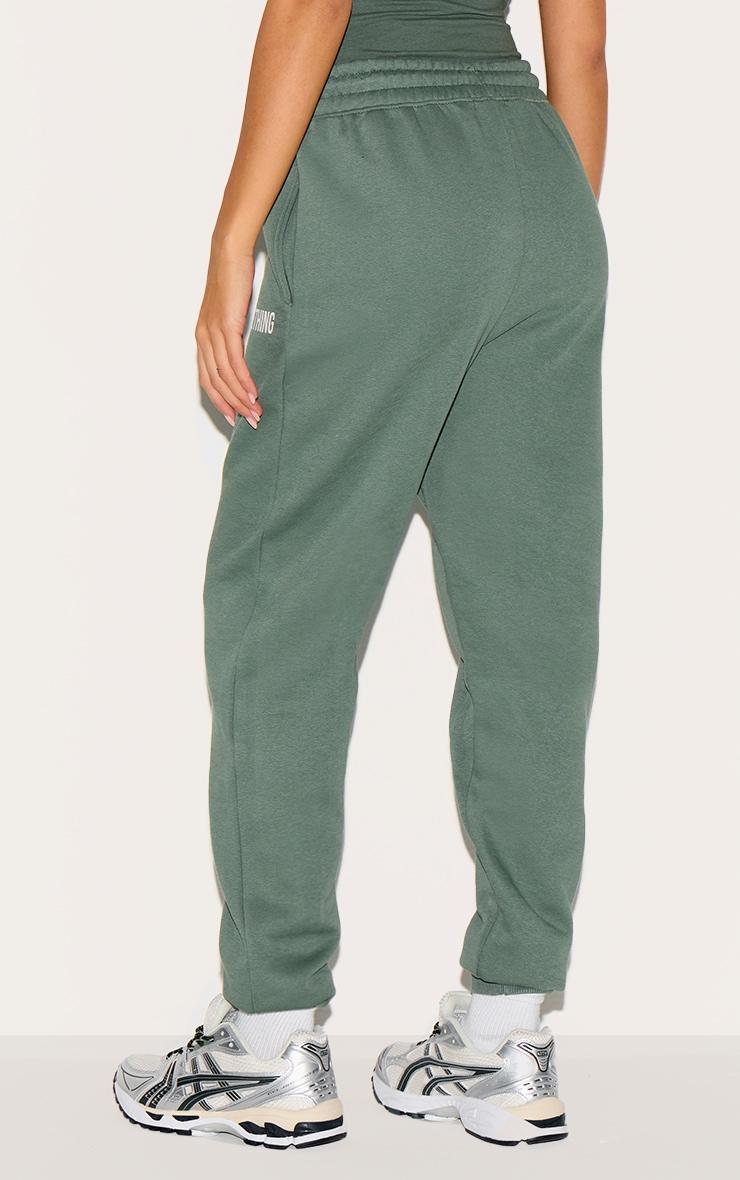 PRETTYLITTLETHING Sea Green Logo High Waisted Cuffed Sweatpant Product Image