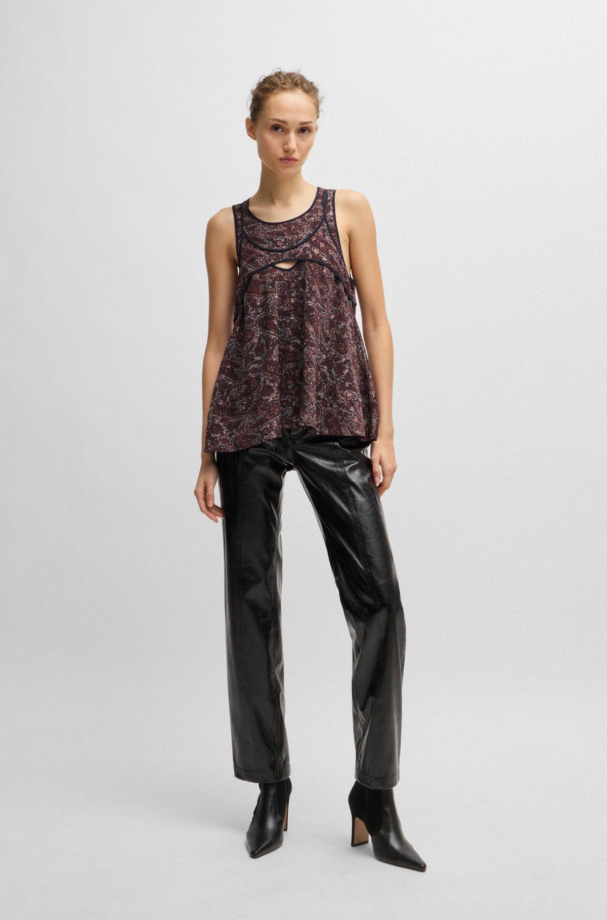 Regular-fit sleeveless blouse with overlapping detail Product Image