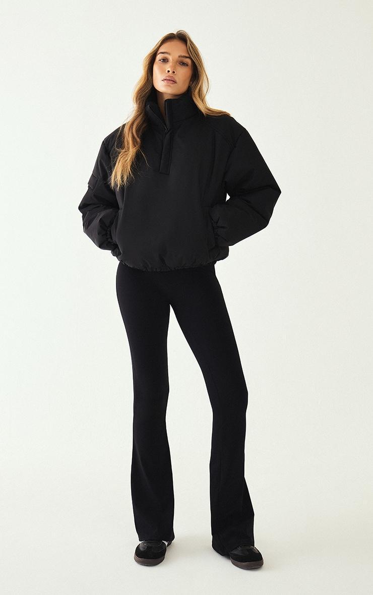 Black High Neck Cropped Puffer Jacket Product Image