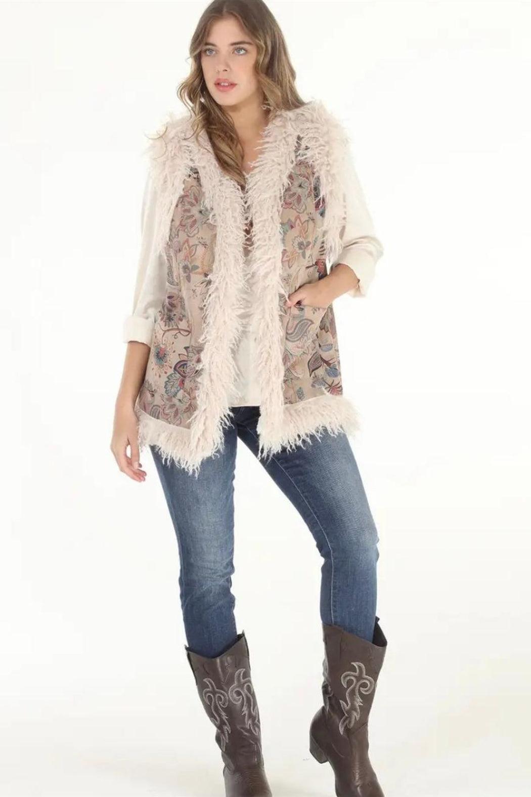 Paisley Faux Suede Vest Product Image