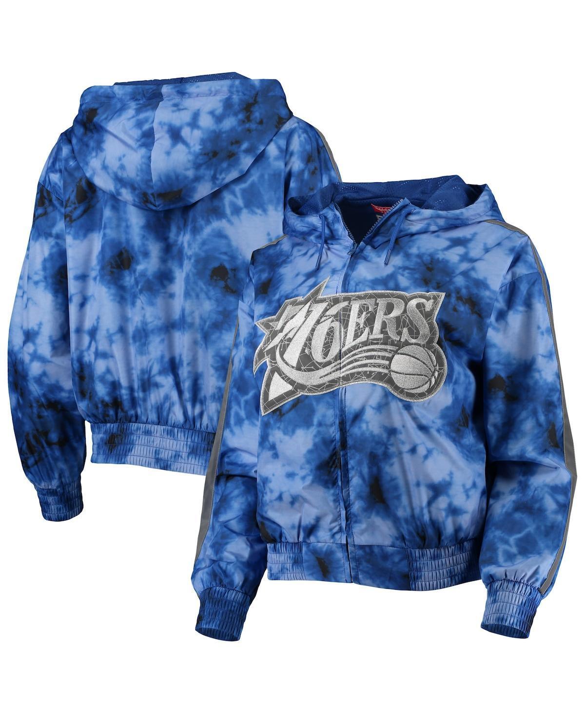 Women's Mitchell & Ness Royal Philadelphia 76ers Galaxy Sublimated Windbreaker Pullover Full-Zip Hoodie, Size: Large, 76r Blue Product Image
