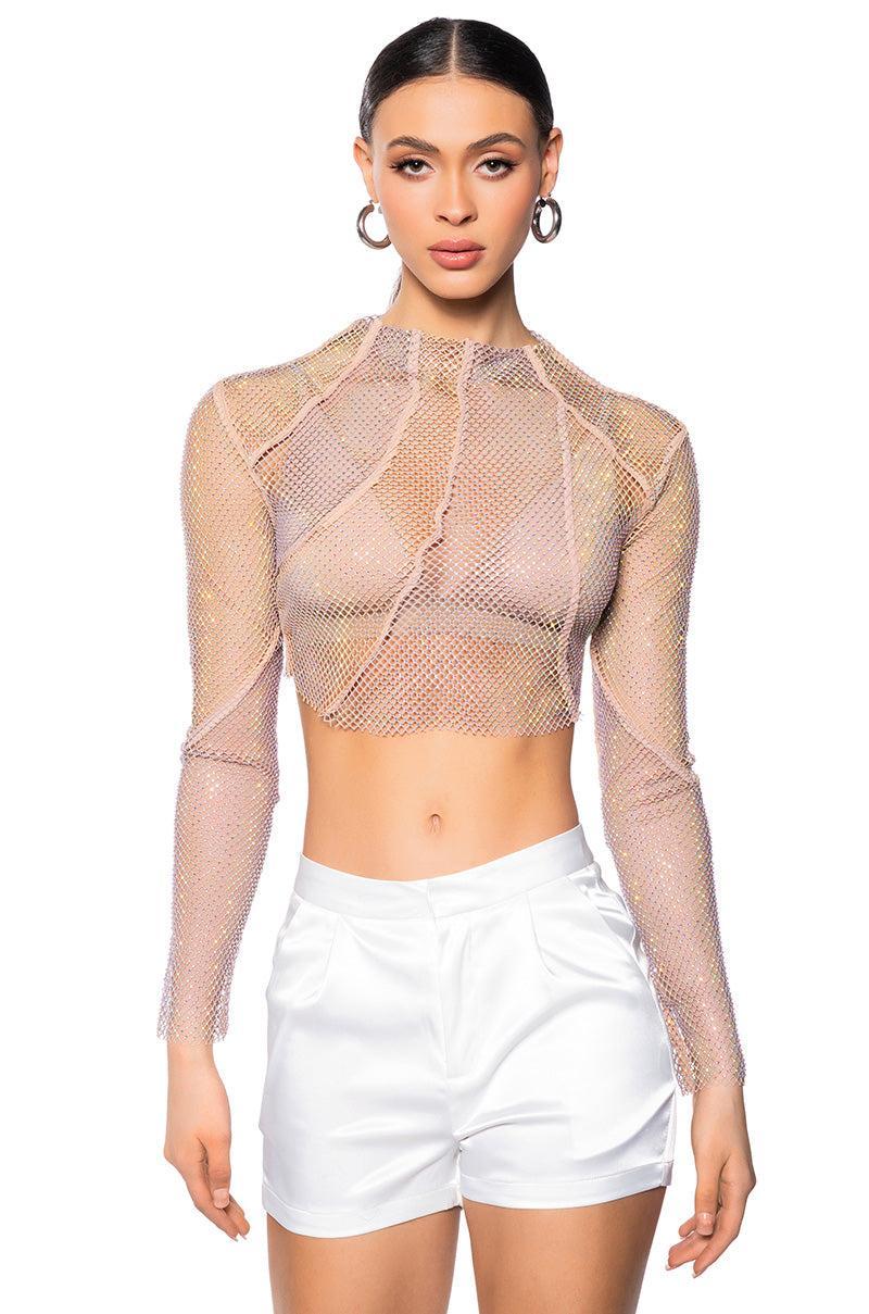AZARIA RHINESTONE MESH TOP Product Image