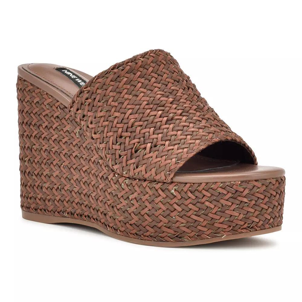 Nine West Everie Women's Woven Wedge Sandals, Size: 10, Brown Team Product Image