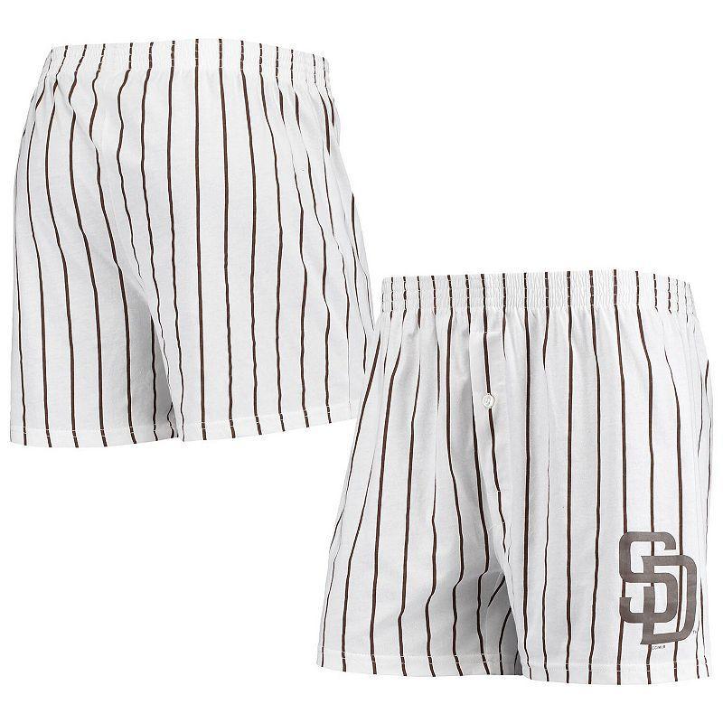 Men's Concepts Sport White San Diego Padres Vigor Pinstripe Boxer Shorts, Size: Small Product Image